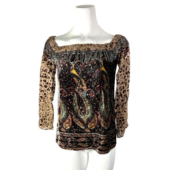 Haute Hippie Velvet Sahara Off-the-Shoulder Beaded Top Size Small NEW NWT - Picture 1 of 9